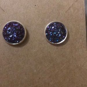 12 mm sparkly purple and silver druzy studs
